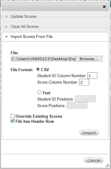 Export Scores Into Teacher Access Center TAC Help Categories